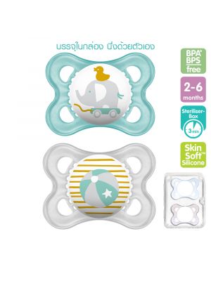 MAM จุกนมหลอก2-6M Twin  รุ่น 2-6 months สีฟ้า